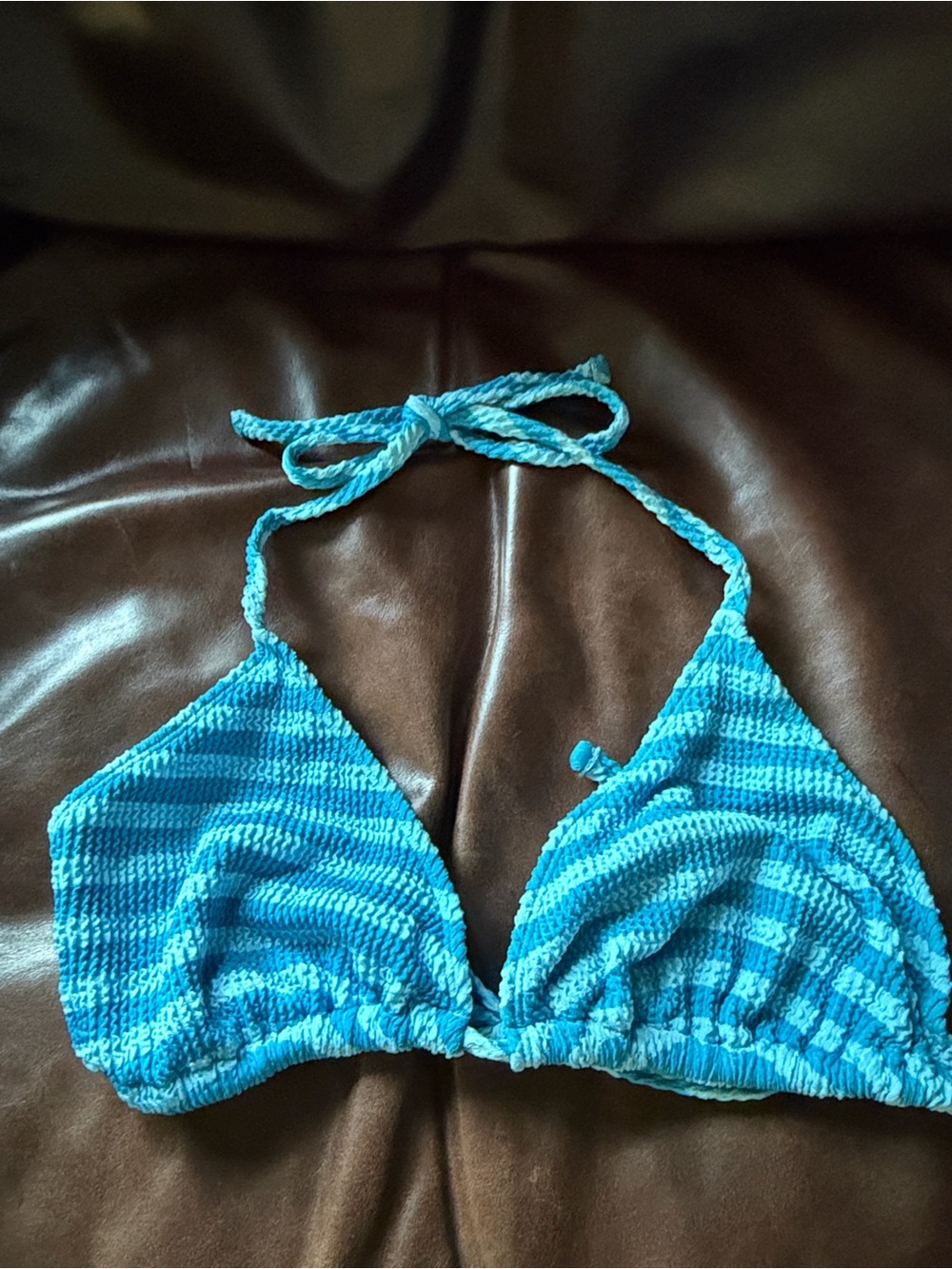 Wild Fable Textured Knit Striped Triangle Bikini Top